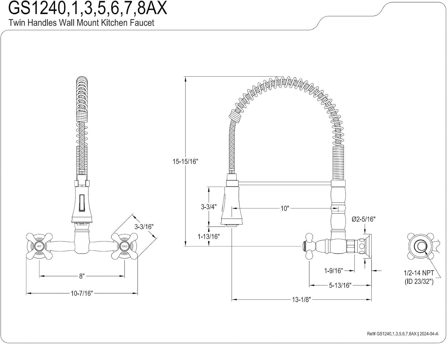 Matte Black Dual-Handle Pull-Down Sprayer Kitchen Faucet