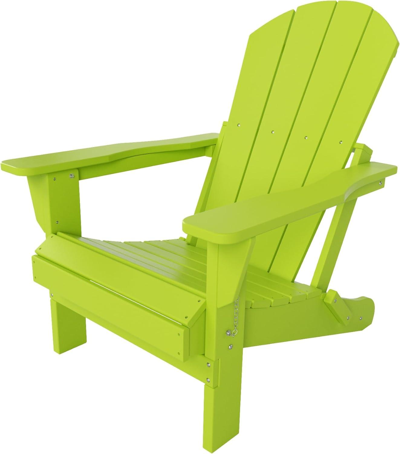 Lime Green HDPE Folding Adirondack Patio Chair