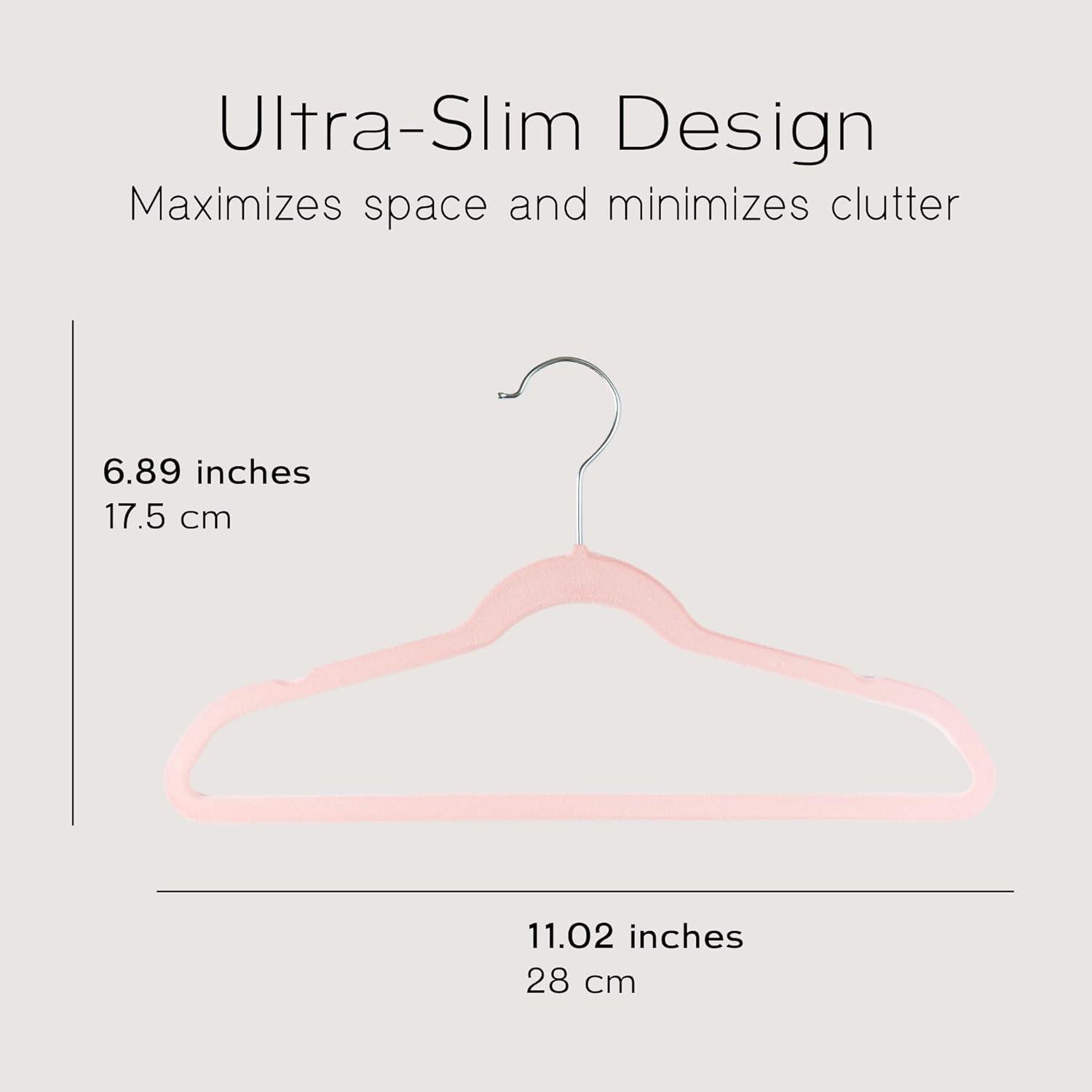 Sleek Pick Premium Baby Hanger, Velvet Hangers, 11”, 30 Pack, Non-Slip Baby Hangers, Space Saving, Infant Hanger, Ultra Slim, Closet Organization, Children Clothes Hanger, Closet Toddler Hangers-Pink