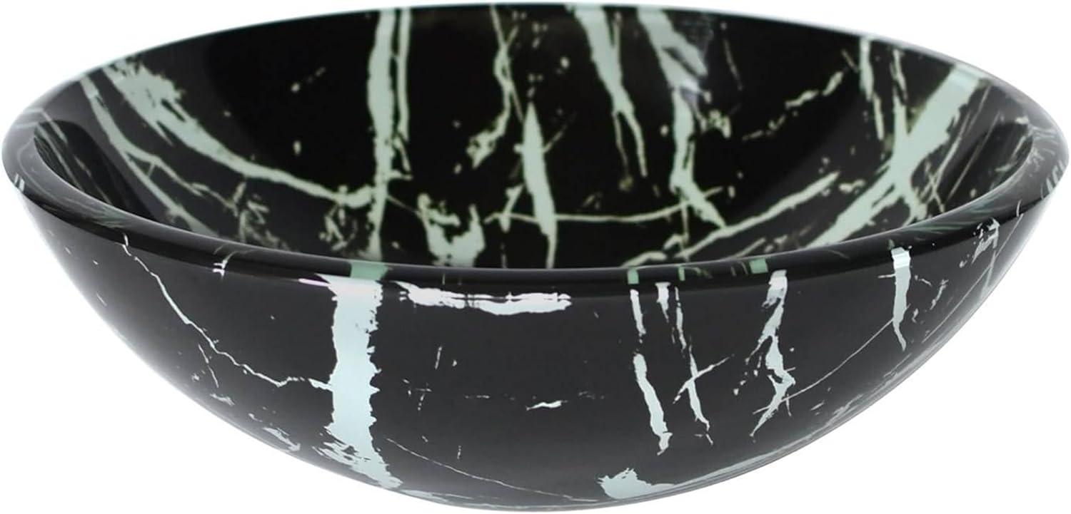 Novatto 16.5'' Black And White Glass Circular Bathroom Sink