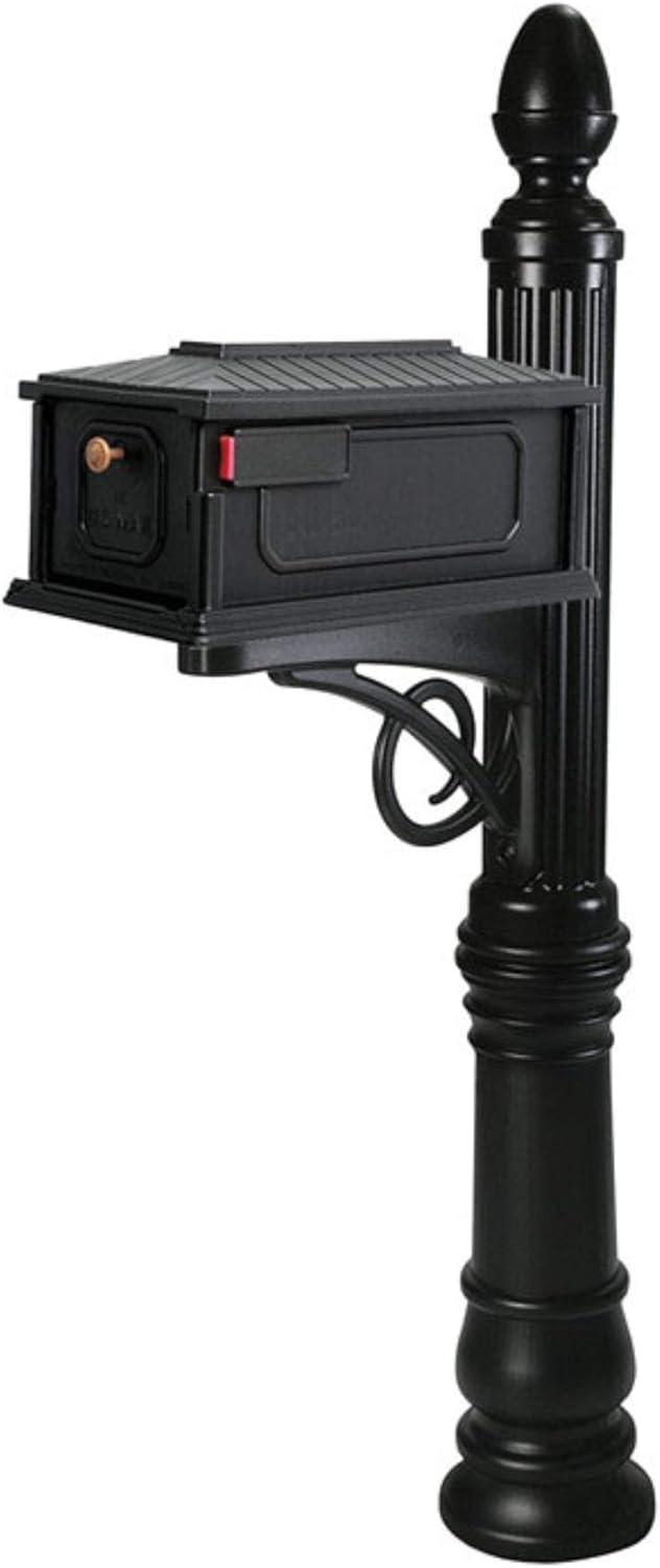 Stratford Black Plastic Mailbox and Post Combo