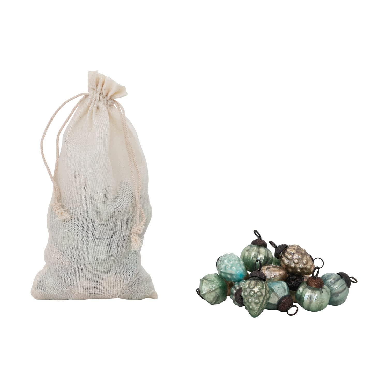 Astoria Grand Embossed Mercury Glass Ornaments In Muslin Bag