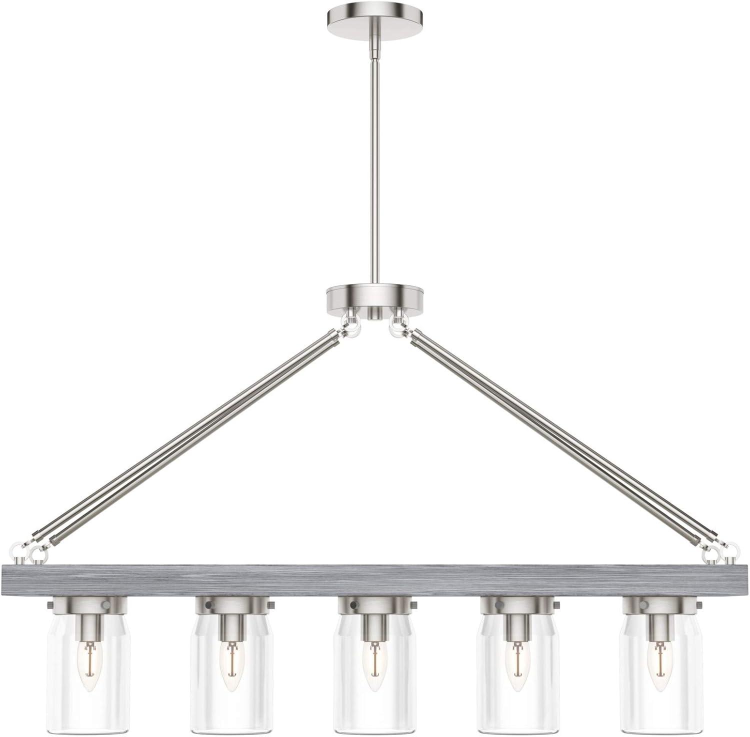 Devon Park Brushed Nickel 5-Light Mason Jar Chandelier