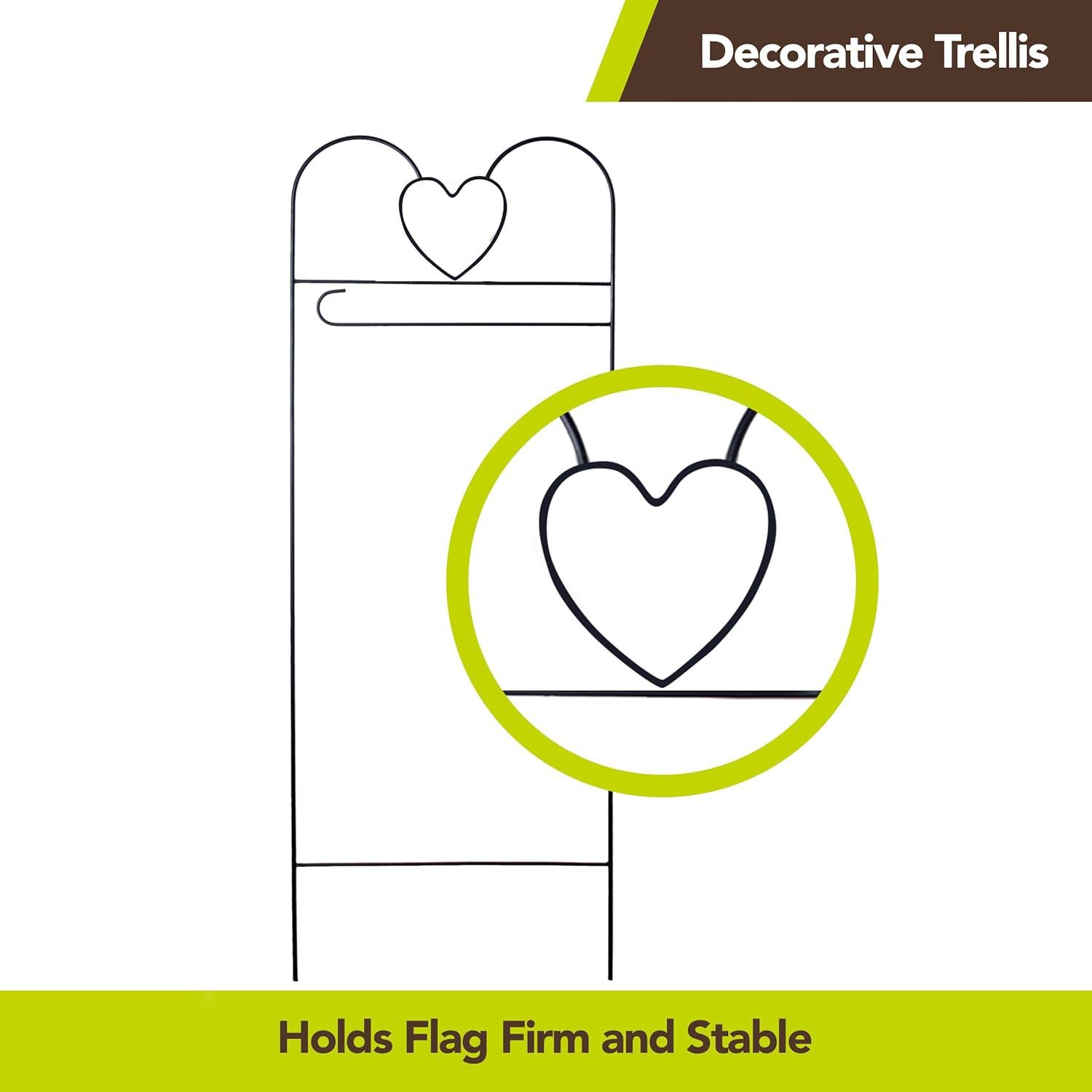 Black Powder Coated Wrought Iron Heart Garden Flag Arbor