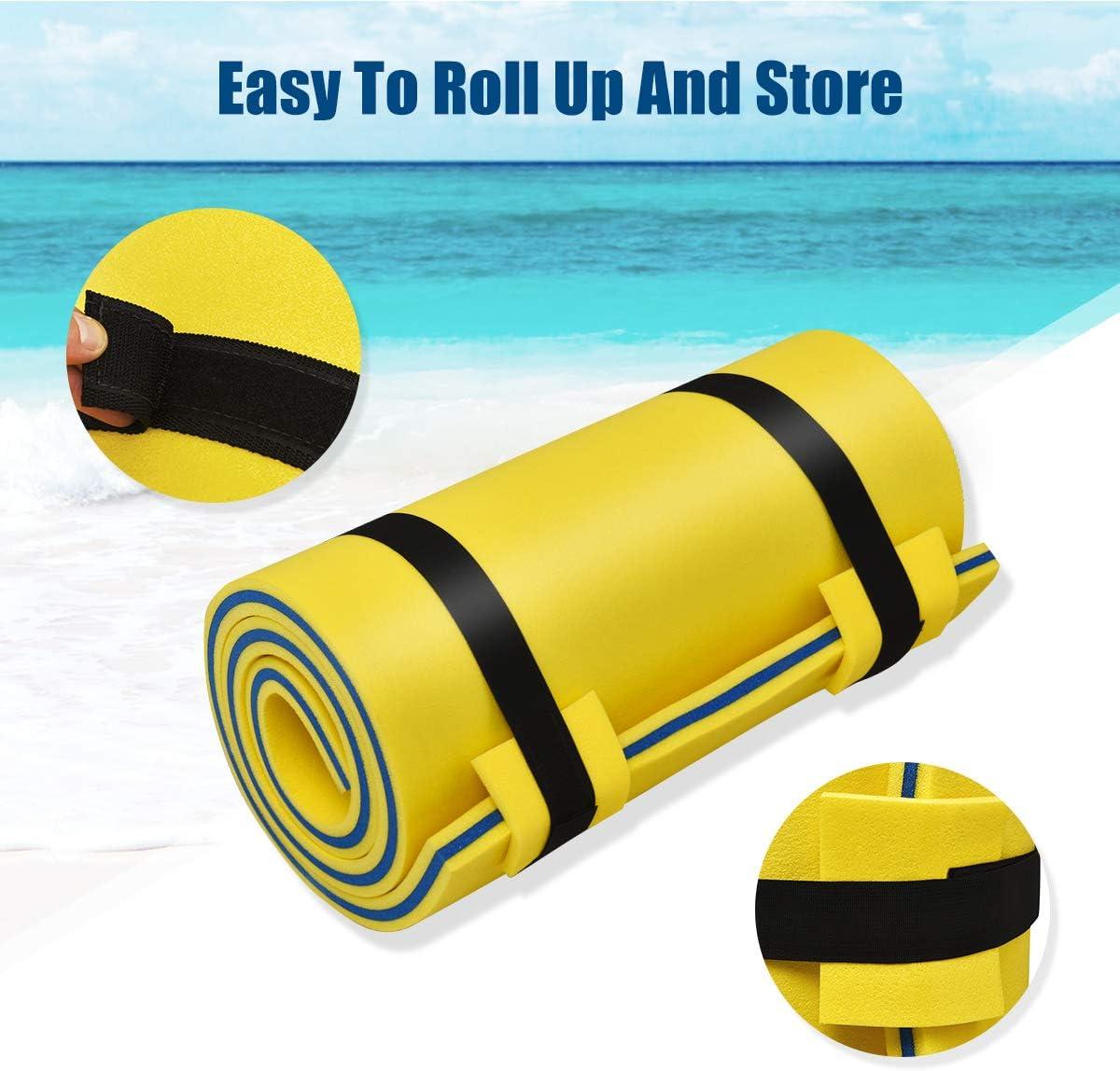 Costway 3-Layer Tear-Resistant Foam Floating Pad Island Water Sports Relaxing Yellow
