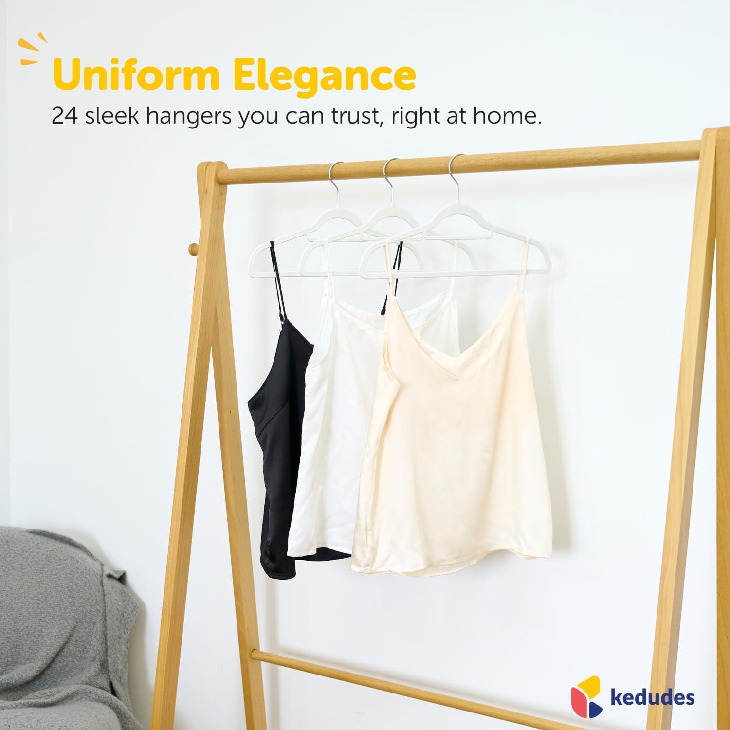 Hangorize USA-Made Heavy Duty Plastic Hangers, White - Pack of 24 Clothes Hangers with Hook for Scarves, Belts, Straps - Clothing, Suit, and Coat Hangers for Everyday Use
