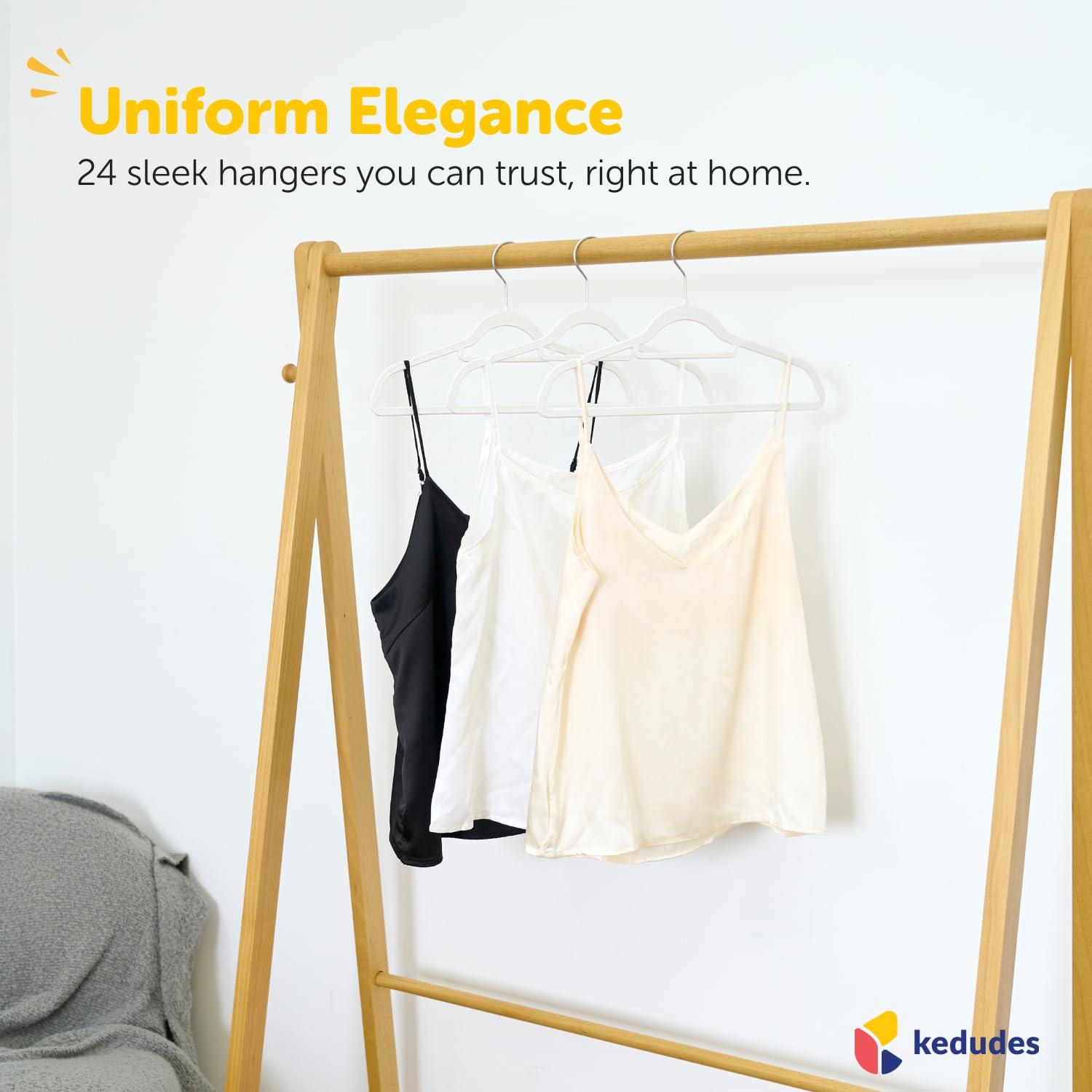 Hangorize USA-Made Heavy Duty Plastic Hangers, White - Pack of 24 Clothes Hangers with Hook for Scarves, Belts, Straps - Clothing, Suit, and Coat Hangers for Everyday Use