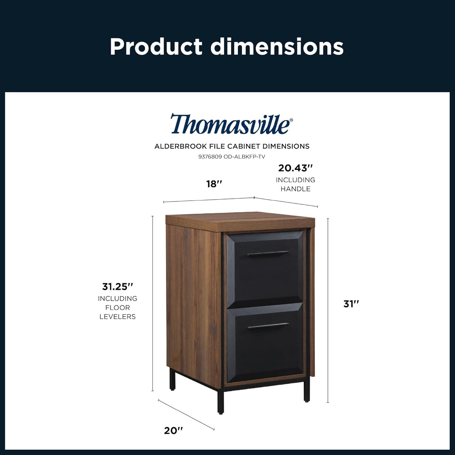 Thomasville® Alderbrook 21"D Vertical 2-Drawer File Cabinet, Walnut/Matte Black
