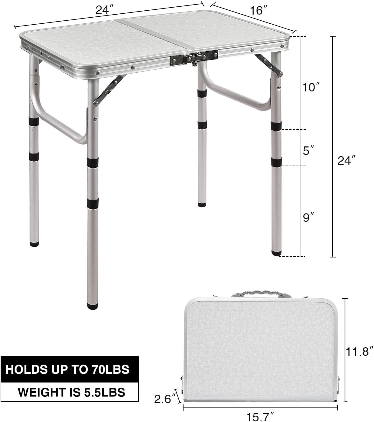 Compact Adjustable Aluminum Folding Camping Table