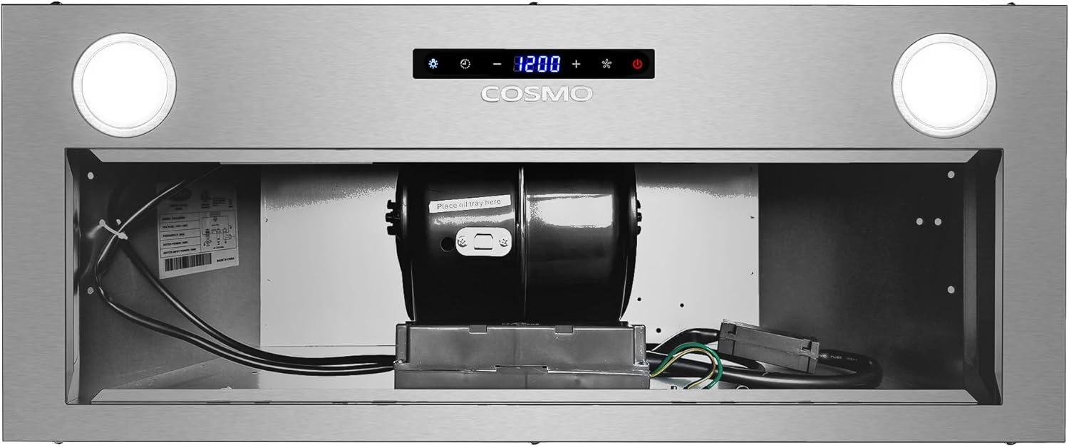 Cosmo 30 in. Lumin Collection Ducted Insert Range Hood, Touch Controls, LED Lights, Permanent Filters, Stainless Steel