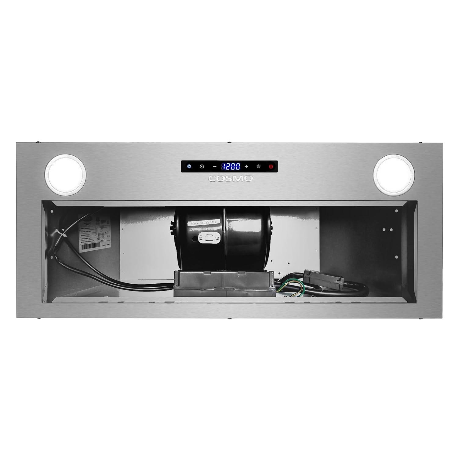 Cosmo 30 in. Lumin Collection Ducted Insert Range Hood, Touch Controls, LED Lights, Permanent Filters, Stainless Steel