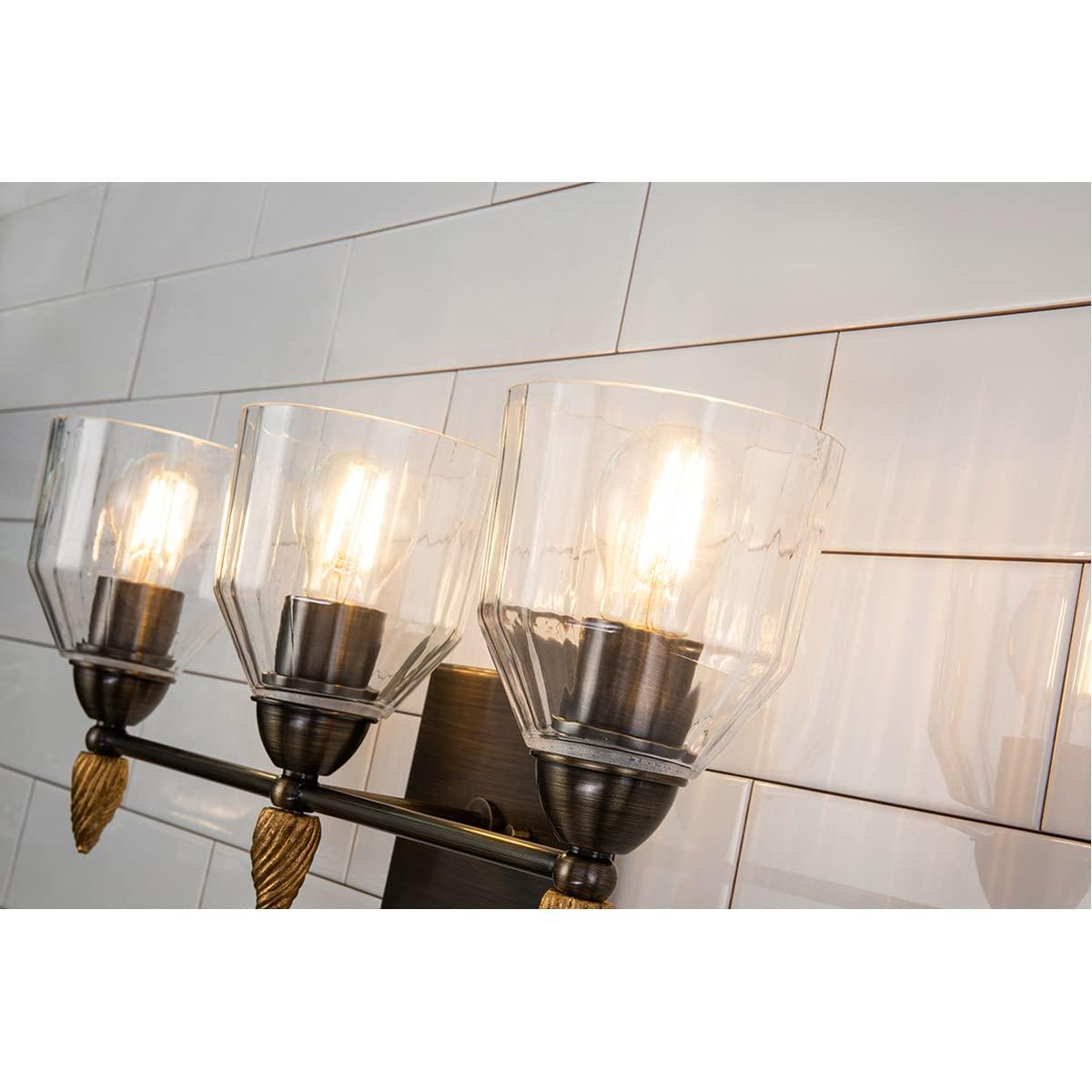 Lucas McKearn Felice Tocador de Baño de Metal con Forma de Bellota de 3 Luces en Bronce Oscuro