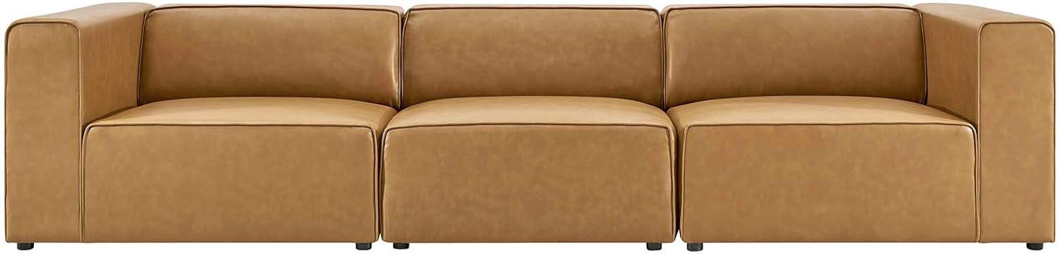 Mingle Contemporary 3-Piece Tan Faux Leather Sectional Sofa