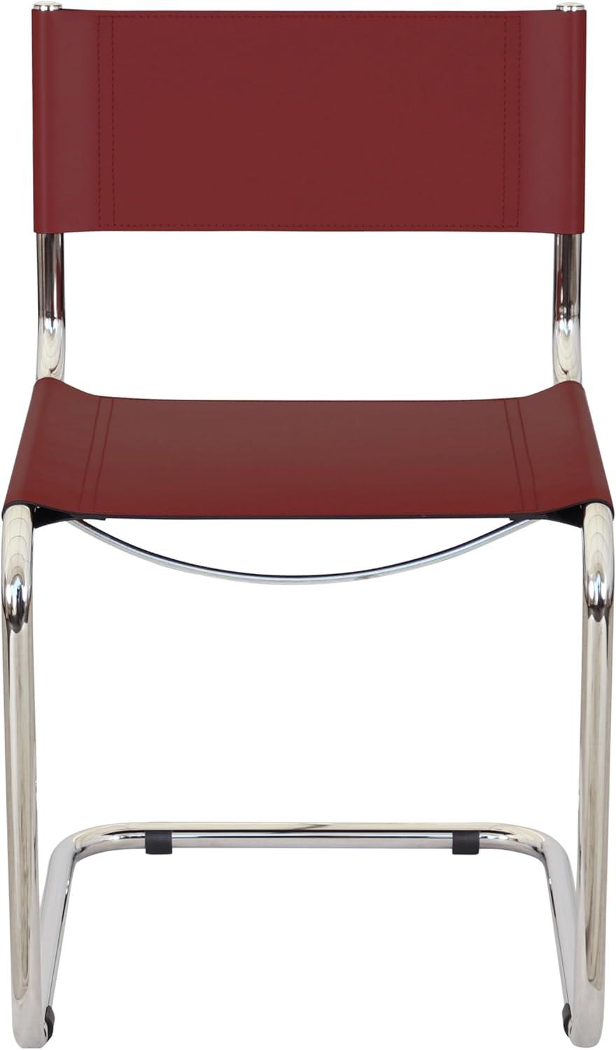 Breuer Chair Company Mart Stam Cantilever Side Chair w/ Chrome Steel Frame & Dark Red Bonded Leather by Furnish Theory