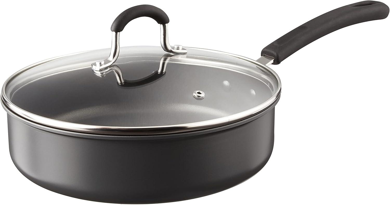 Cook N Home Professional Hard Anodized Nonstick 3 Quart 9.5 inch Saute Pan With Lid， Stay-Cool Handles , Black