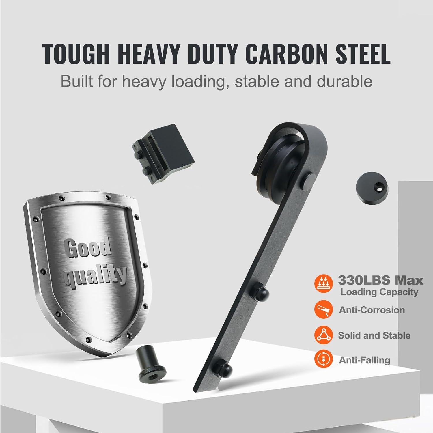 Black Steel Single Door Barn Door Hardware Kit Standard Single