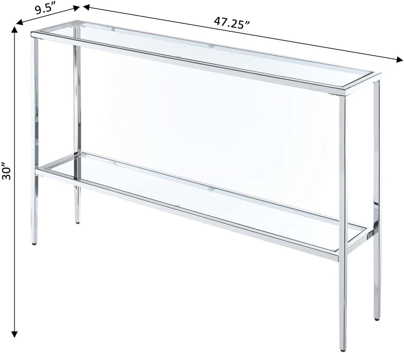 Convenience Concepts Nadia Chrome Console Table with Shelf, Glass/Chrome