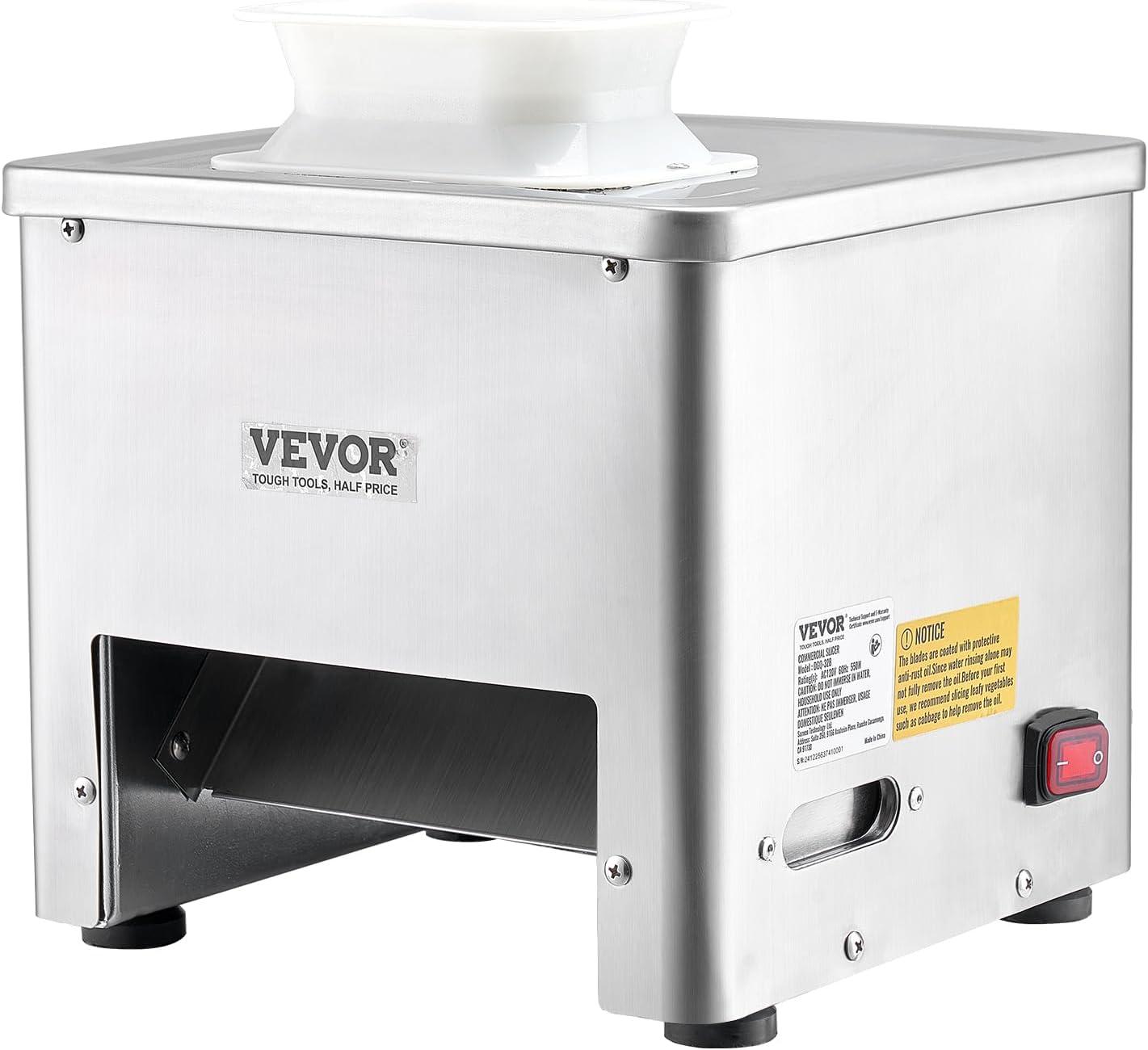 VEVOR Meat Cutter Machine, 550W Meat Slicer, 350 lb/h Commercial Meat Cutting Machine, Stainless Steel, 2.5-10 mm Thickness, Electric Food Cutting Slicer for Home Kitchen, Restaurant, Supermarket