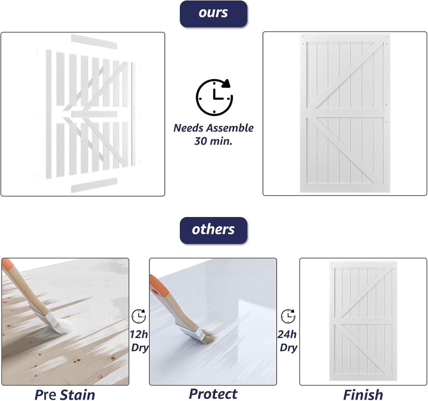 LDB_BUILDING Manufactured Paneled Wood Prefinished Barn Door with Installation Hardware Kit