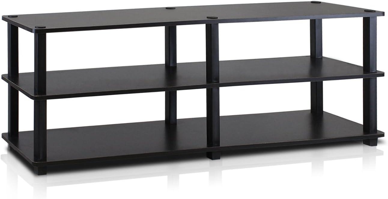 Espresso Black 3-Tier Rectangular TV Stand with Cabinet