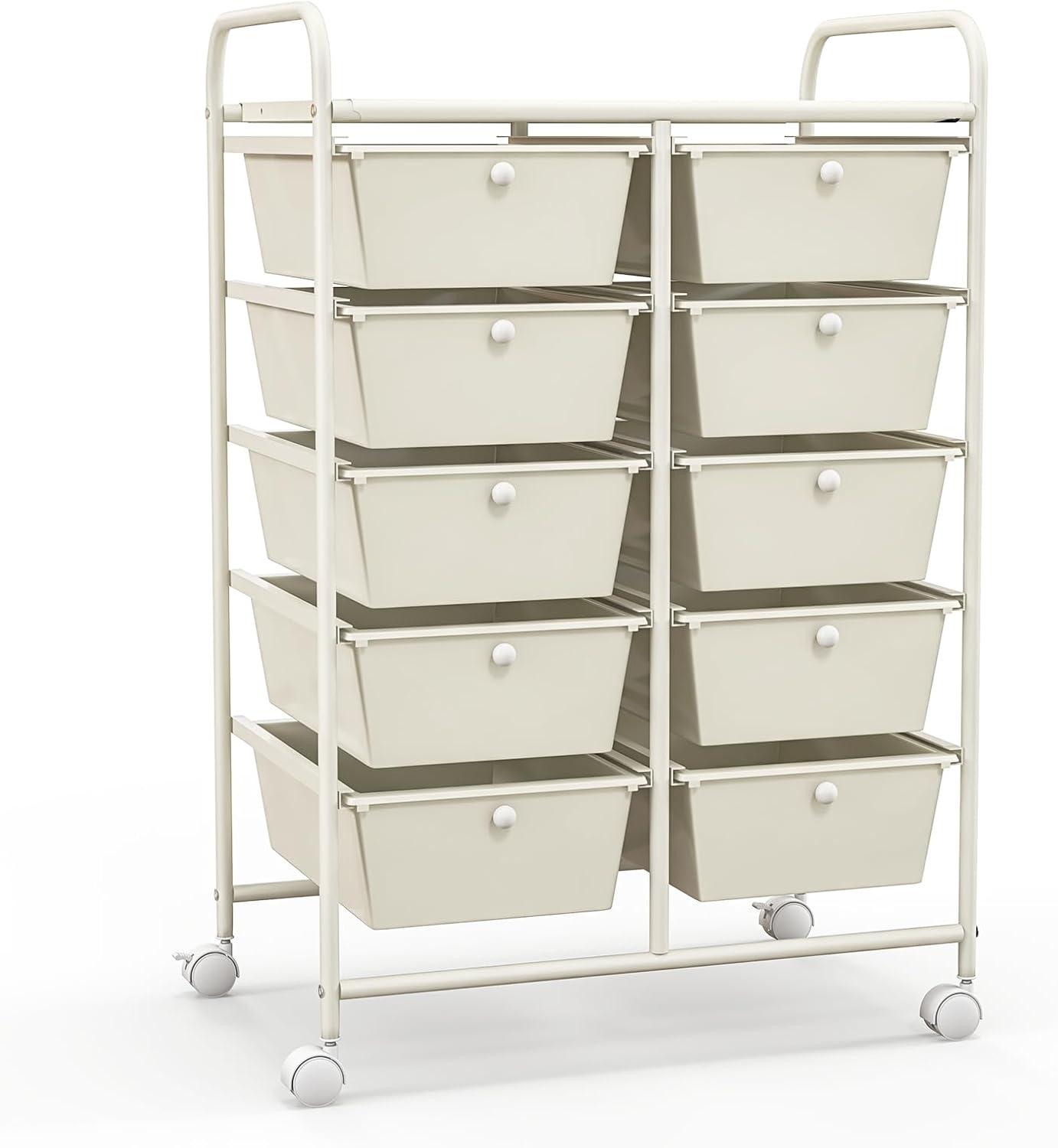 10-Drawer Rolling Storage Cart