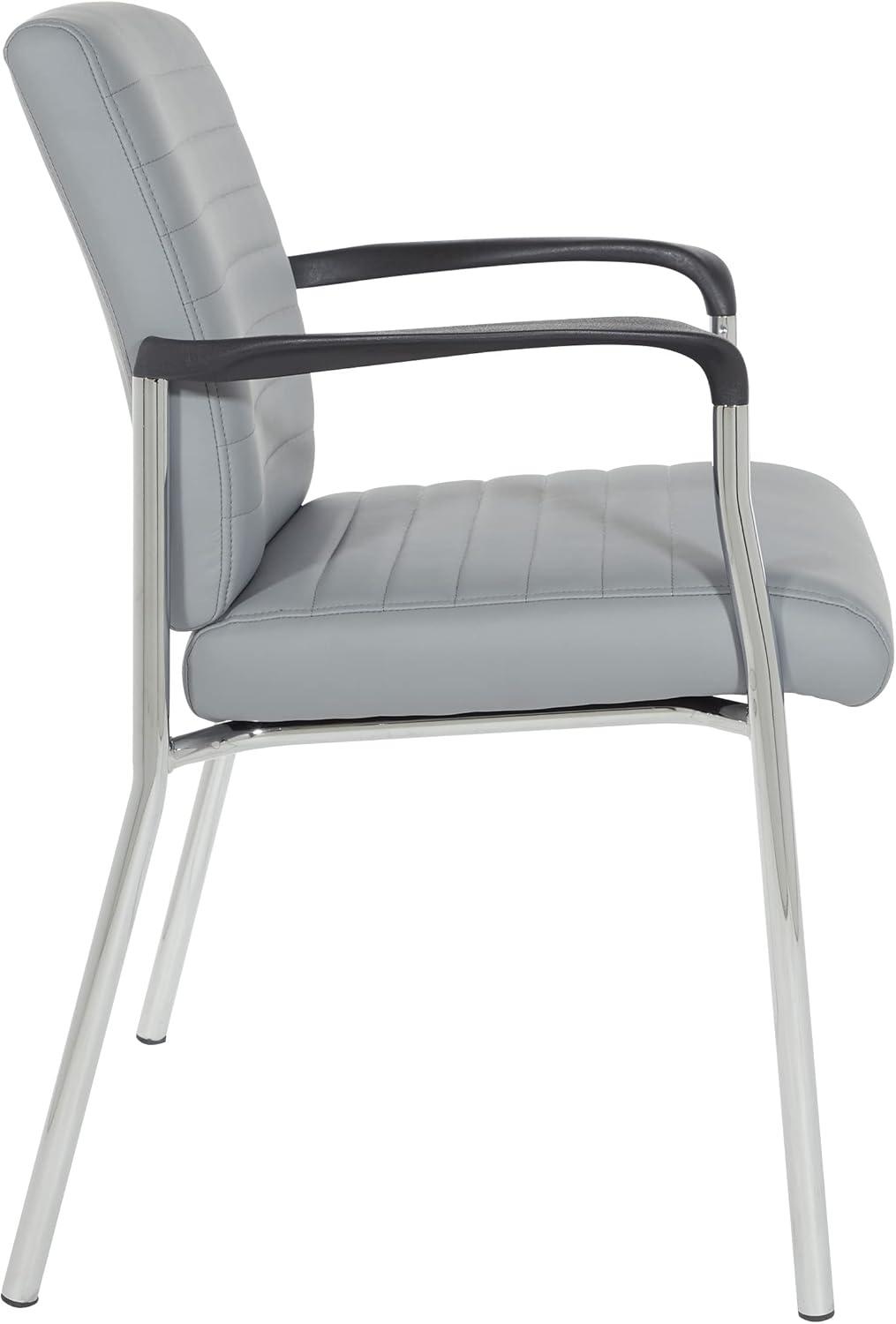 Charcoal Grey Faux Leather Guest Chair with Chrome Frame