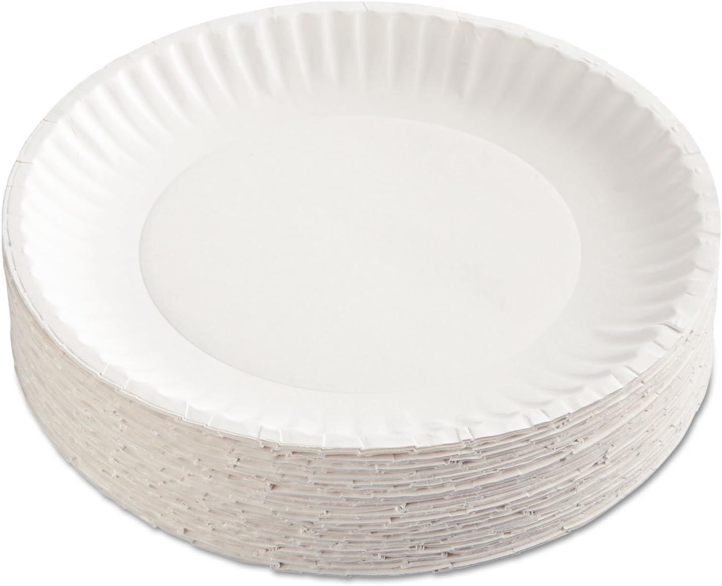 White 9-Inch Round Coated Paper Plates, 100-Pack