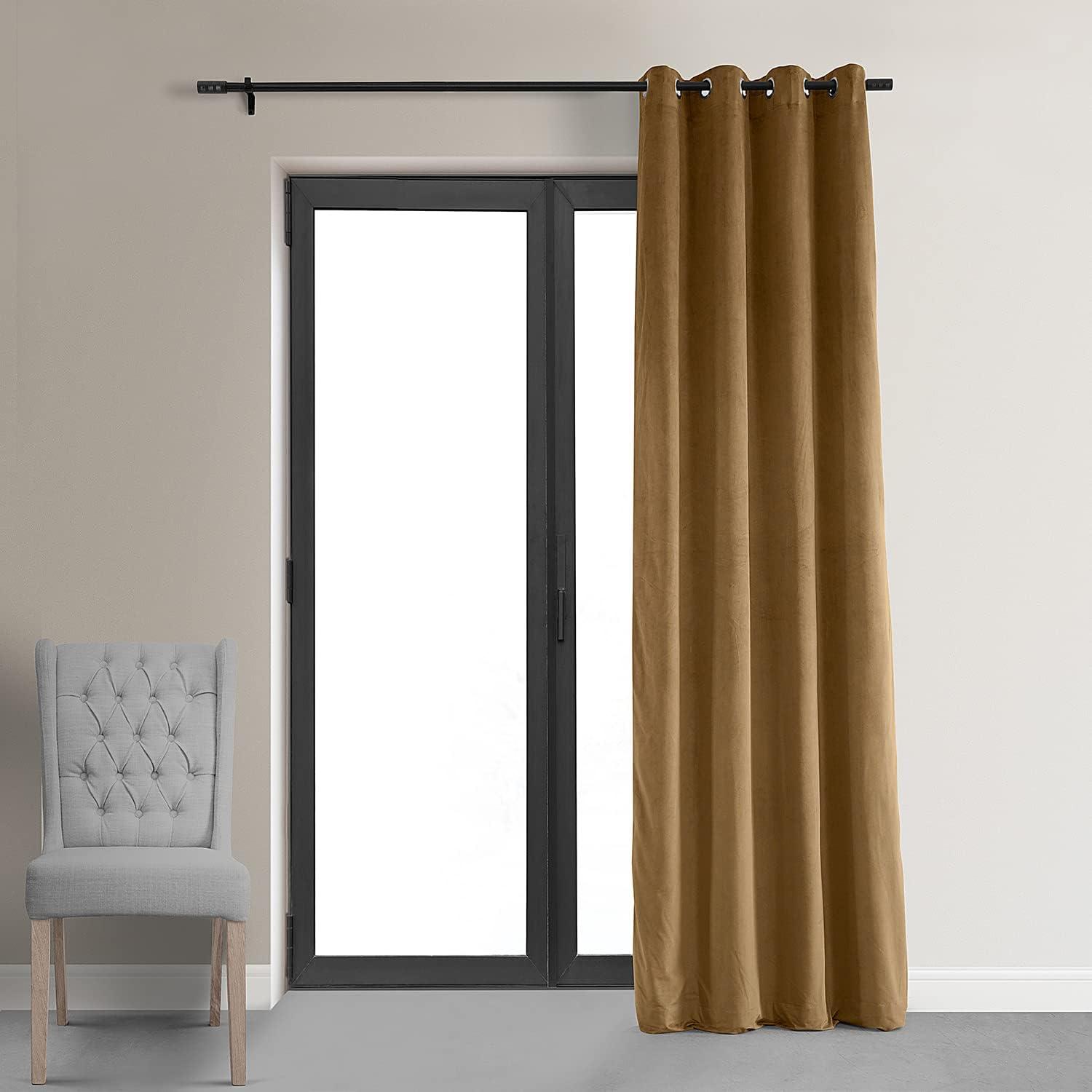 Amber Gold Velvet Blackout Grommet Curtain Panel, 50 x 120