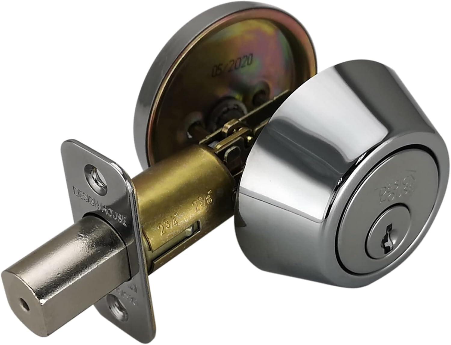 Polished Chrome Single Cylinder Adjustable Deadbolt