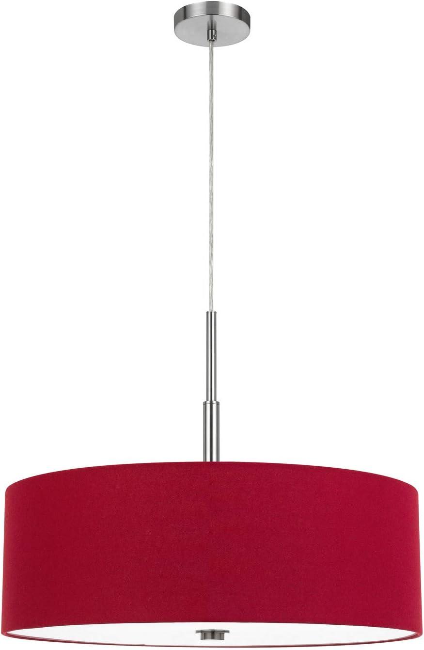 Maroon Drum Pendant Light with Nickel Finish