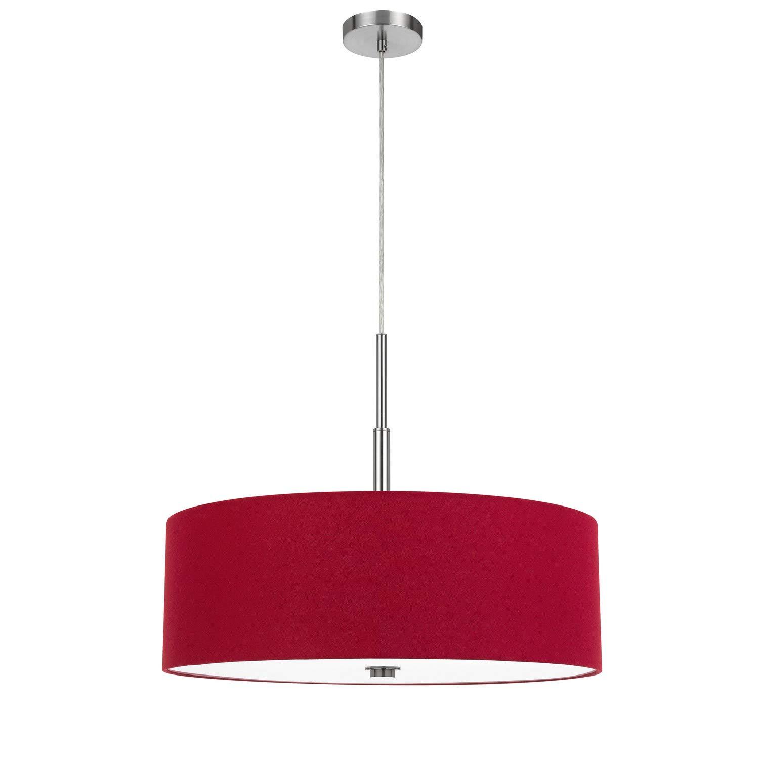 Maroon Drum Pendant Light with Nickel Finish