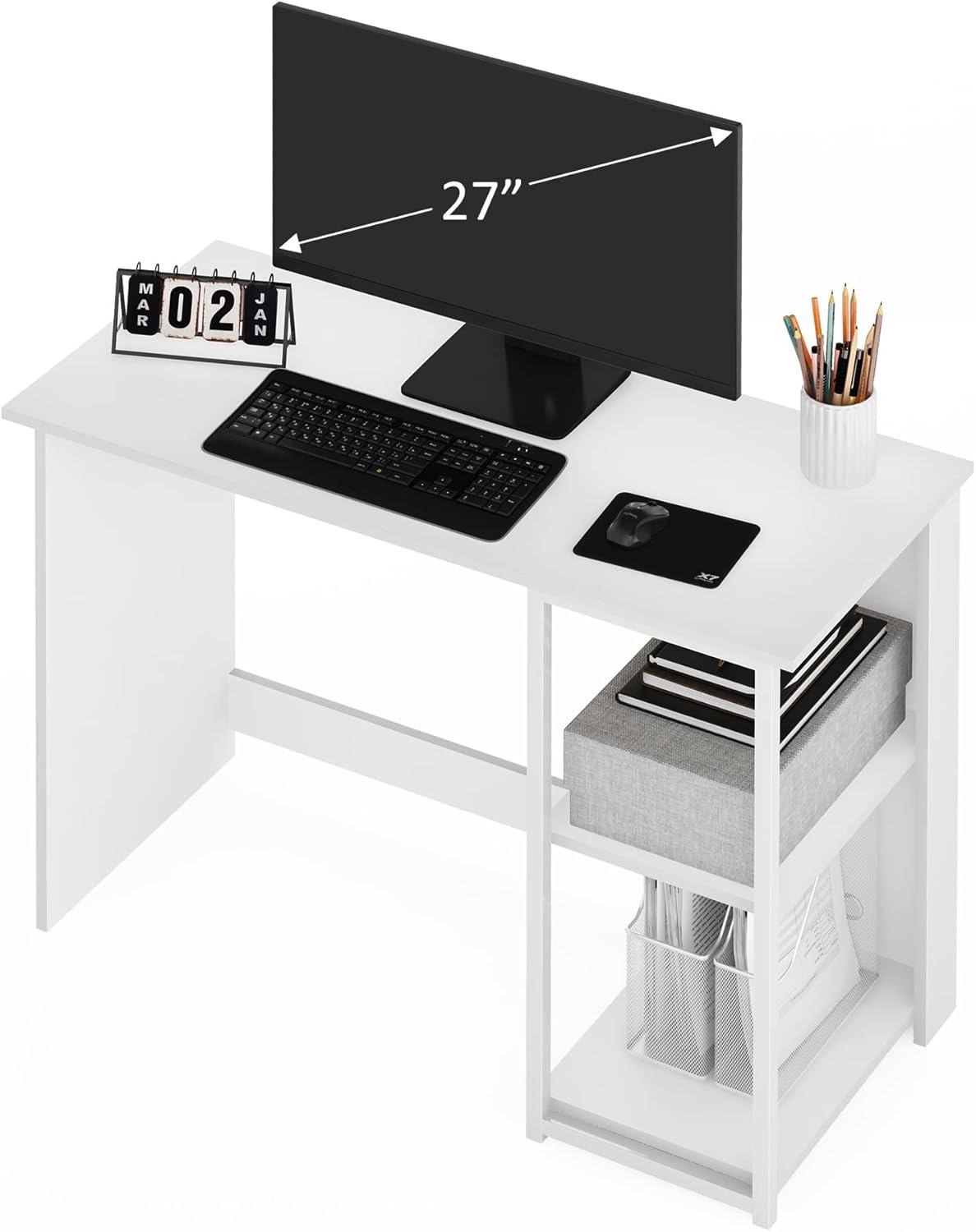 Furinno Camnus Modern Living Computer Desk 40 inch, Solid White/White