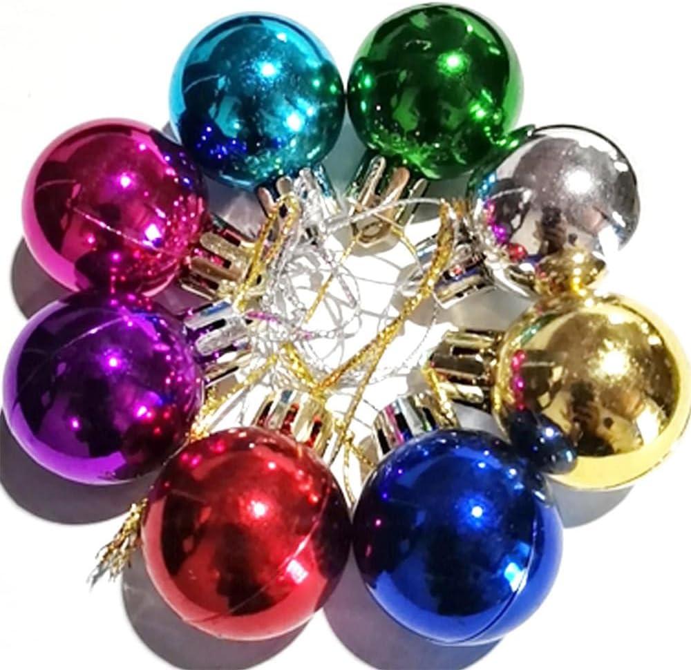 1.2 Inches Colored Christmas Balls Decoration Living Room Garden Ornaments Mini Glitter Ball Door Wall Xmas Tree Decor Supplies 24 Pack Set of 8