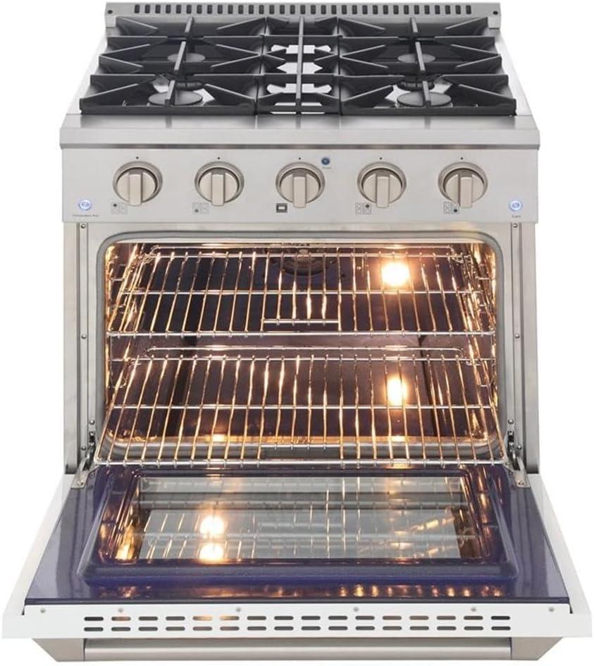 Kucht Professional 30" Modern Stainless Steel Natural Gas Range in White/Silver