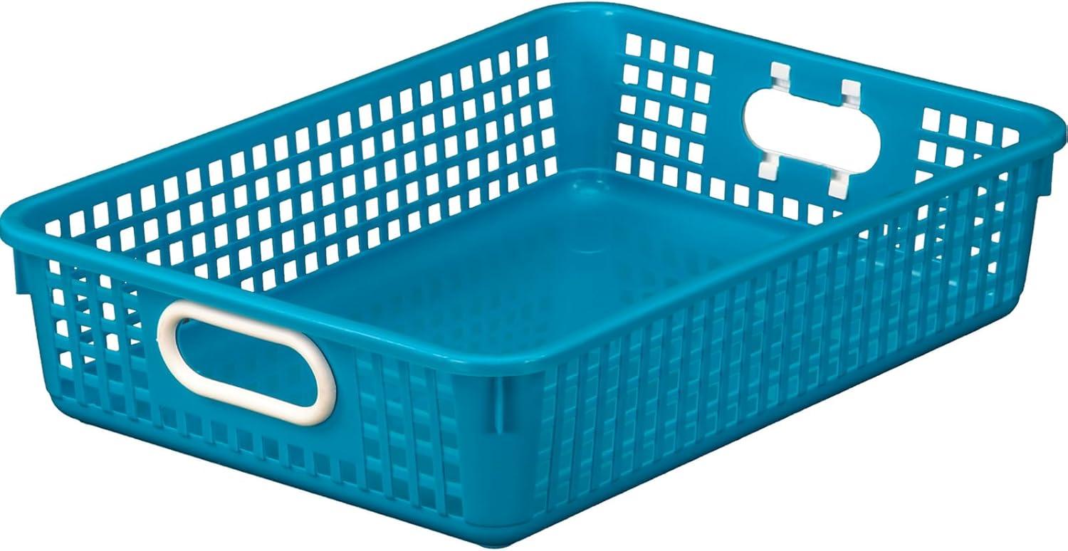 Neon Multicolor Plastic Rectangular Storage Baskets Set of 4