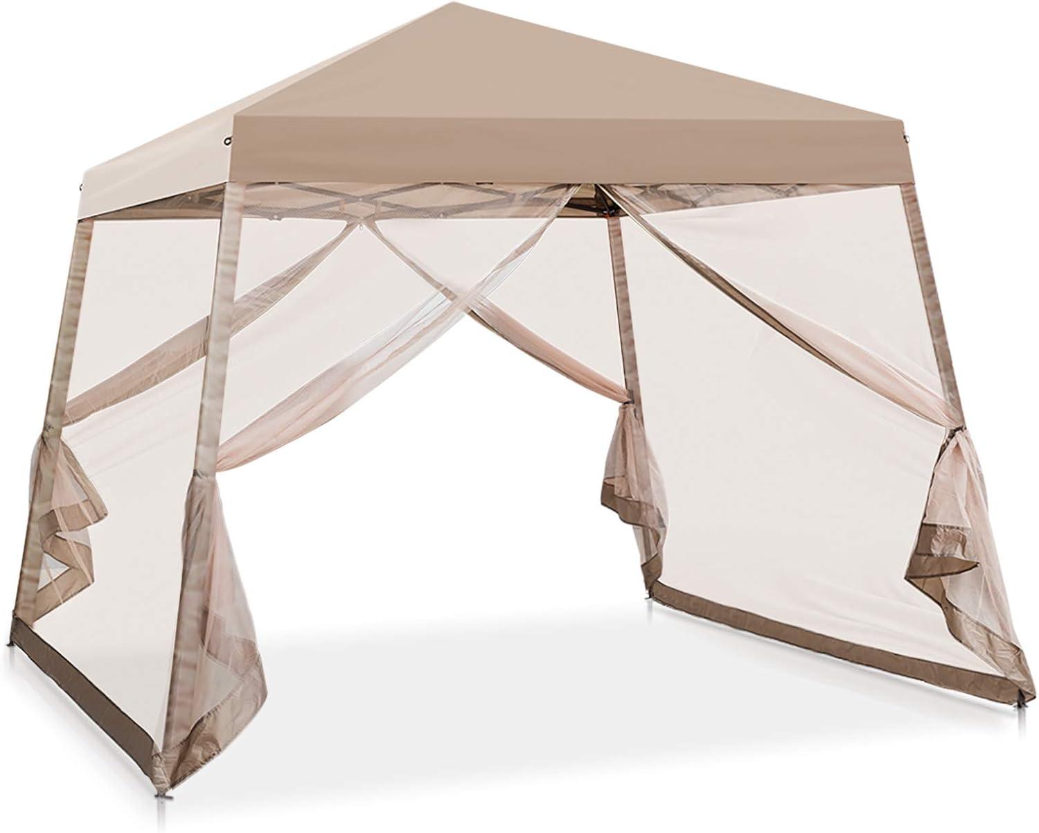 COOS BAY 10 Ft. W X 10 Ft. D Steel Pop Up Slant Leg Patio Gazebo With Netting