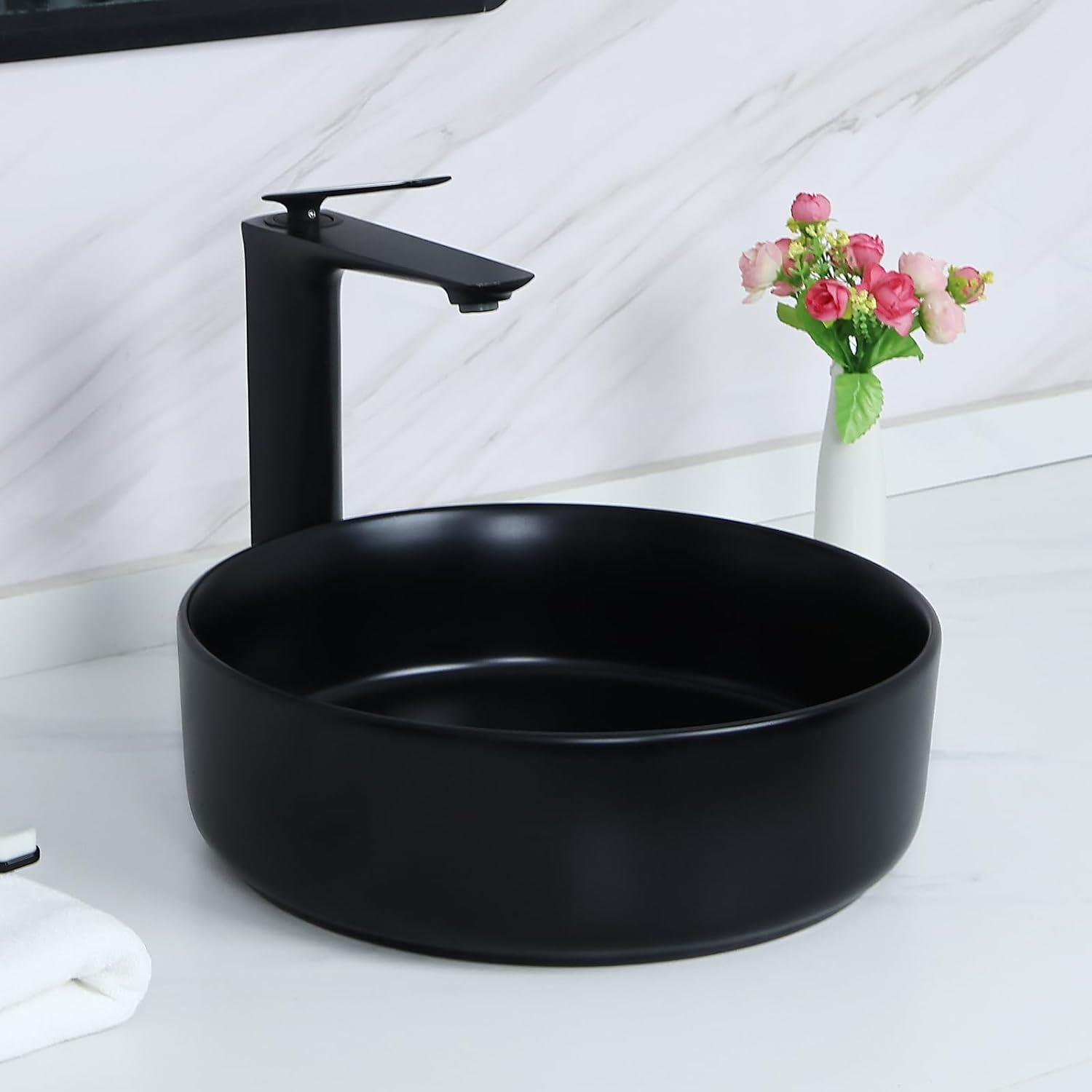 Beautifully crafted PINGCNG circular ceramic art vessel sink for bathroom - stylish and high-quality addition to modern homes and renovations.