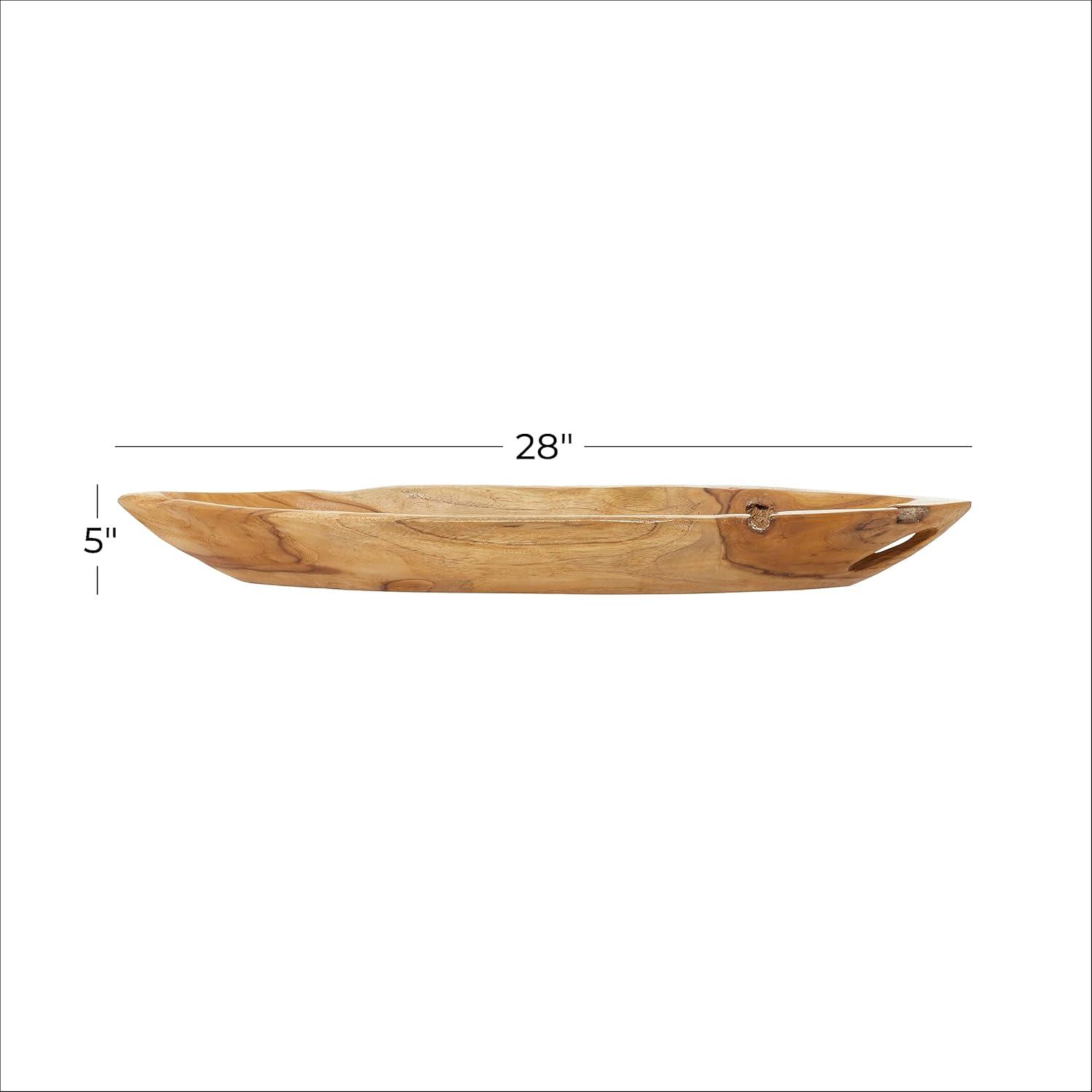 Handcrafted Natural Teak Wood Canoe Shaped Decorative Bowl