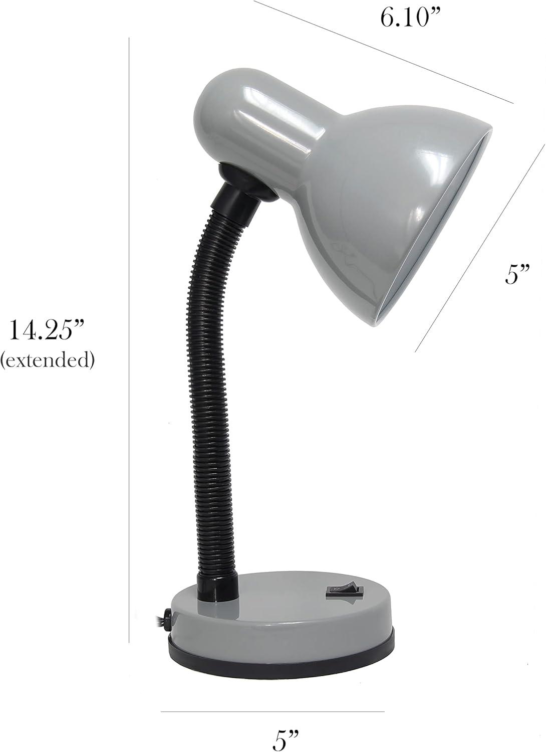 Basic Metal Desk Lamp with Flexible Hose Neck Silver - Simple Designs: ETL Listed, Adjustable, No Assembly Required