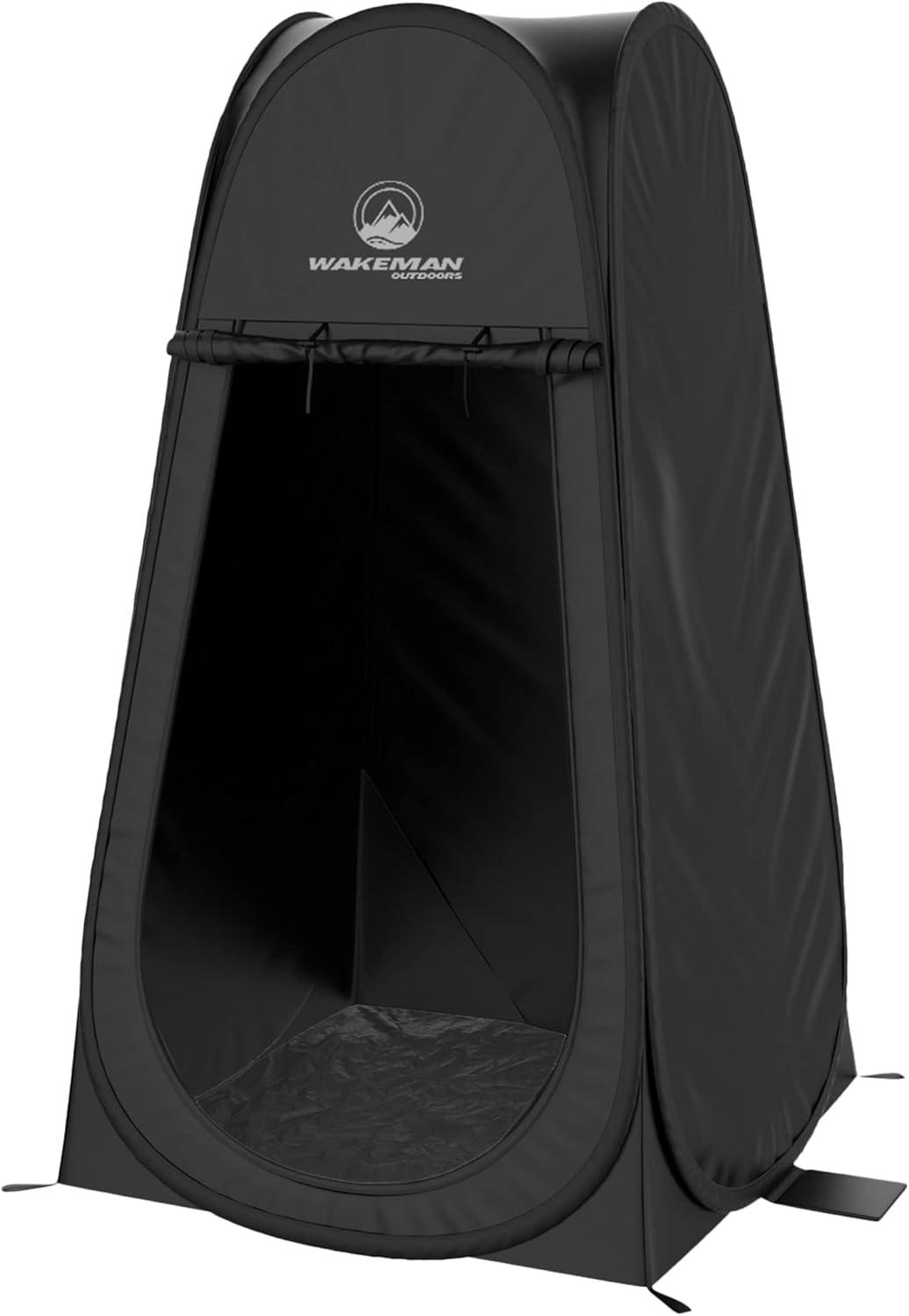 Black Polyester Pop Up Privacy Shower Tent with Carry Bag