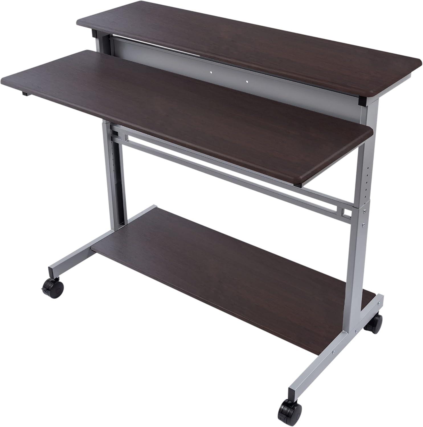 Stand Up Desk Store Rolling Adjustable Height Two Tier Standing Desk Computer Workstation