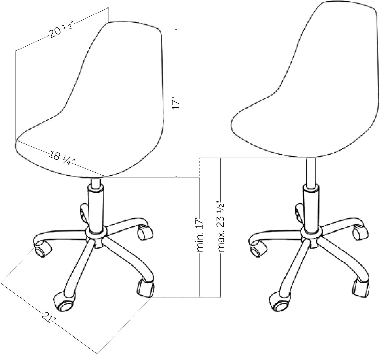 South Shore Annexe, Contemporary Acrylic Office Chair with Wheels, Gray