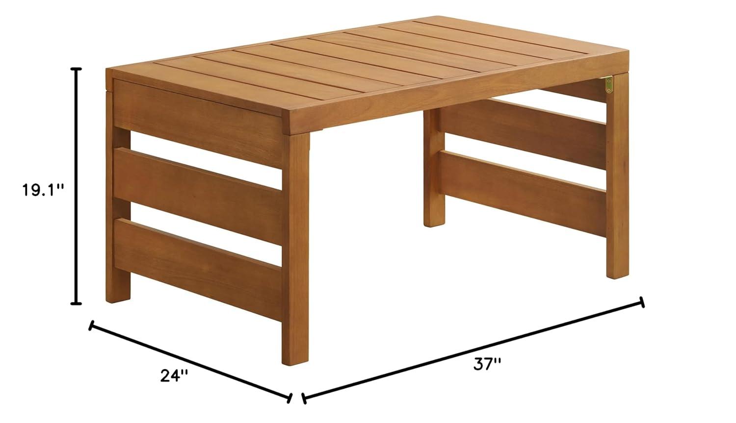 Alaterre Furniture Barton Eucalyptus Wood Outdoor Slotted Coffee Table Brown