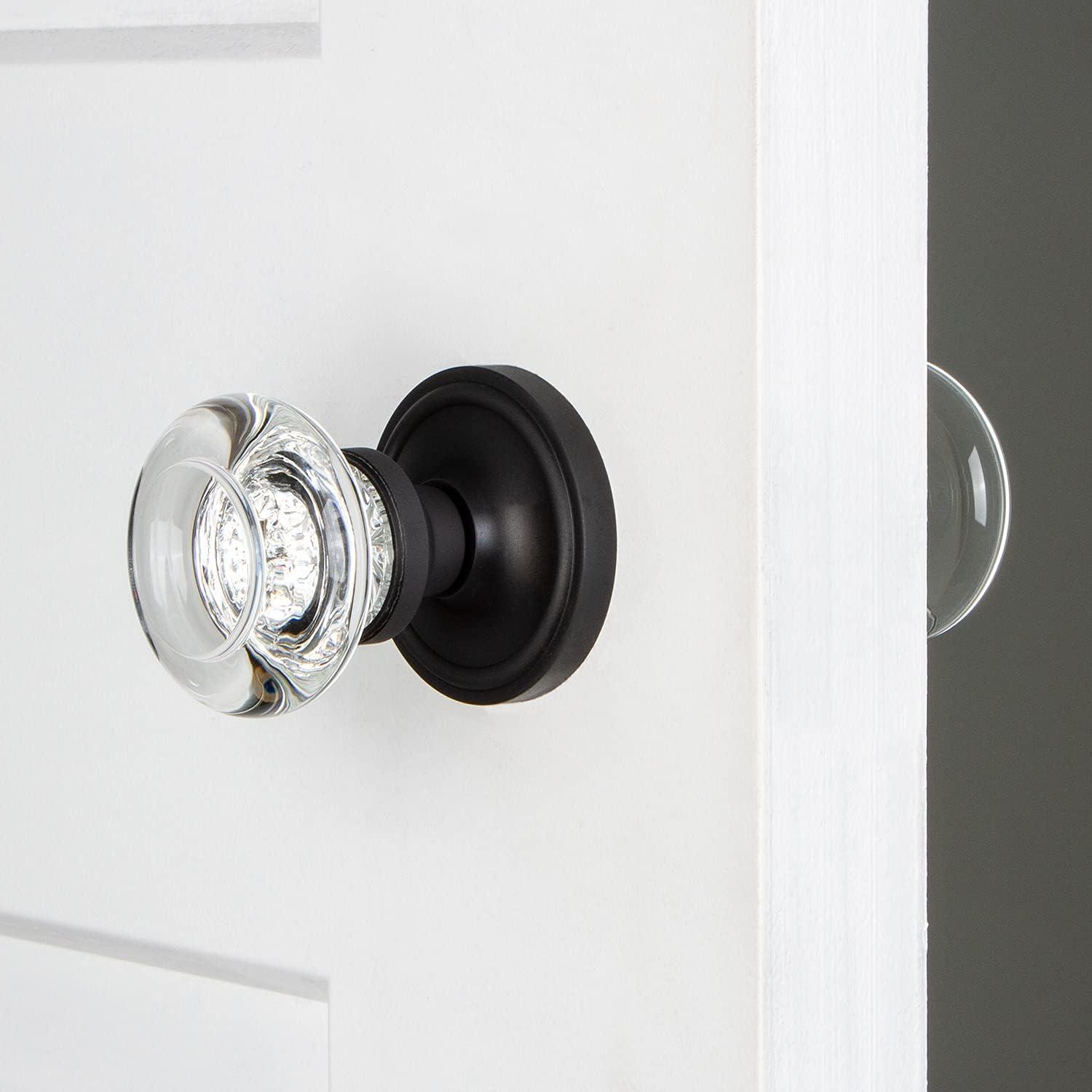 Classic Rosette with Round Clear Crystal Door Knob