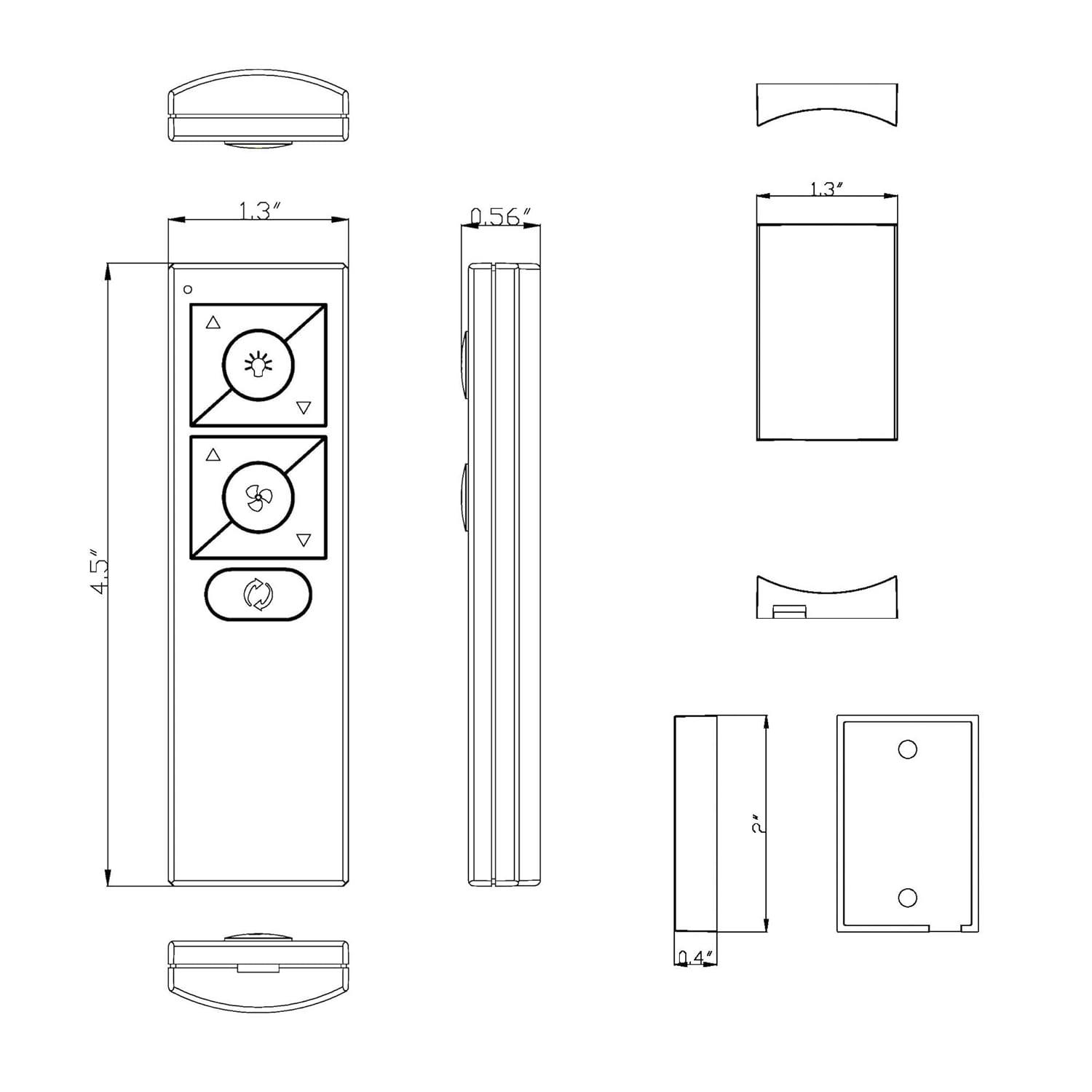 White 6-Speed Ceiling Fan Bluetooth Remote Control with Wall Cradle