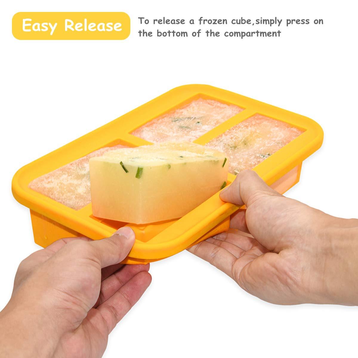 Bangp 1-Cup Silicone Freezer Trays with Lid,2 Pack,Easy-Release Silicone Freezing Tray for Soup Ice Cubes,Soup Freezer Molds,Freeze & Store Broth,Sauce,Leftovers - Makes 8 Perfect 1 Cup Portions