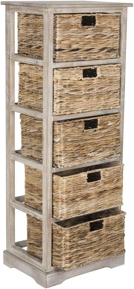 Vedette 5 Wicker Basket Storage Tower - AMH5739 - White Wash - Safavieh Couture