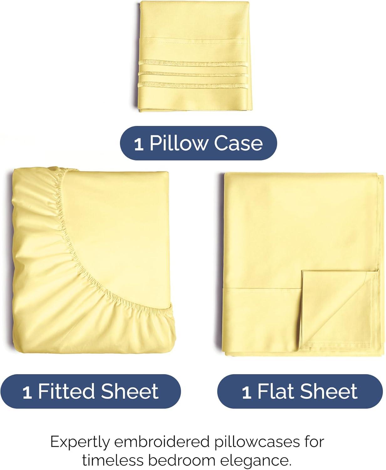 CGK Linens 4 Piece Sheet Set Microfiber, Soft & Wrinkle Free Sheet Set