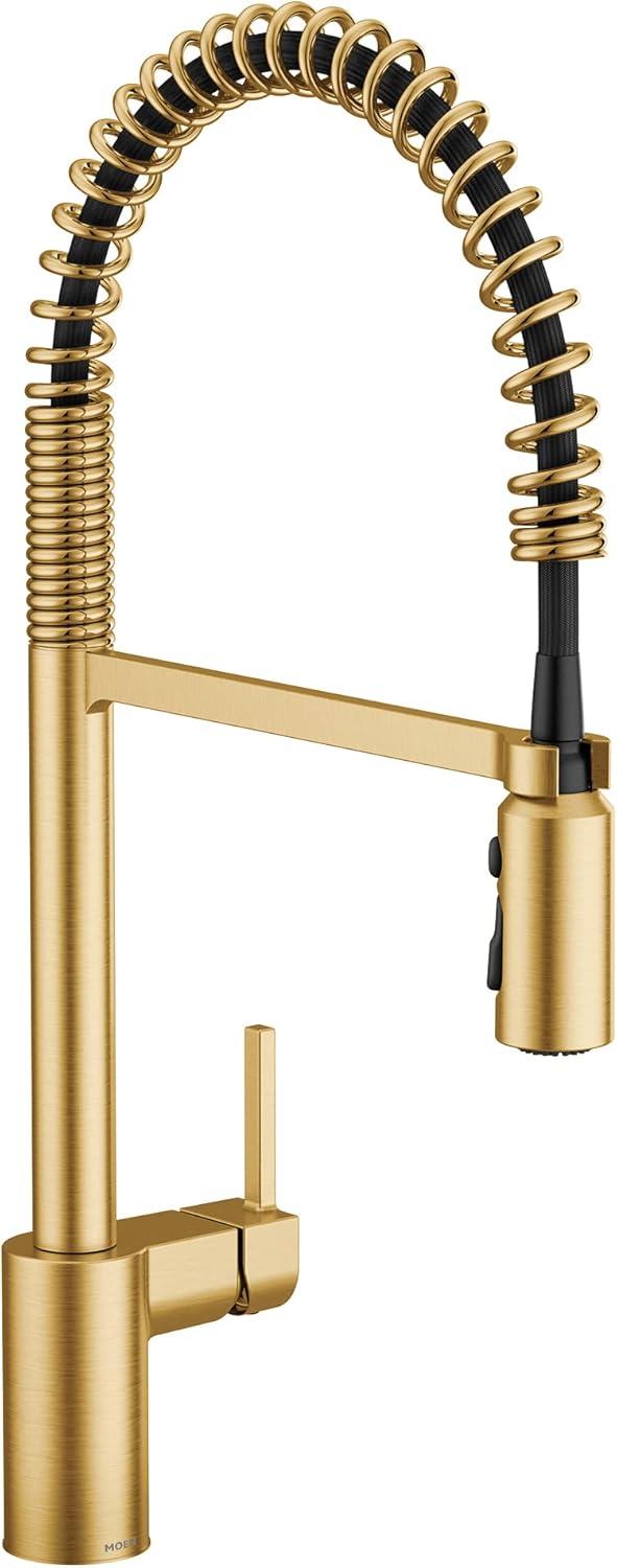 Brushed Gold Modern Pull-Down Kitchen Faucet with Pull-Out Spray