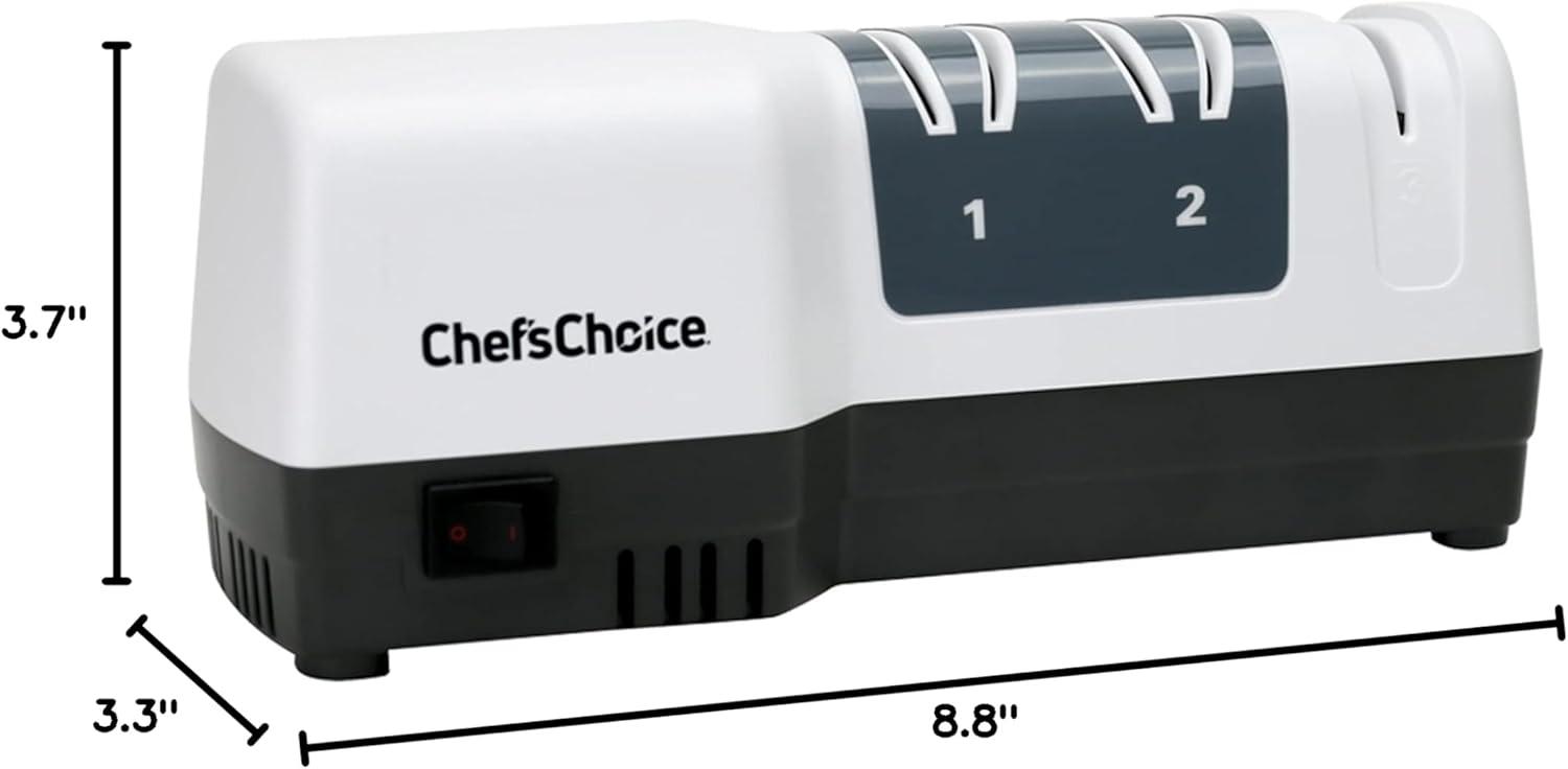 Chef'sChoice 3 Stage White Hybrid Knife Sharpener for 20 Degree Straight Edge and Serrated Knives